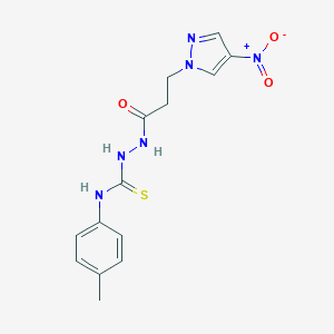 molecular formula C14H16N6O3S B457188 2-(3-{4-nitro-1H-pyrazol-1-yl}propanoyl)-N-(4-methylphenyl)hydrazinecarbothioamide 