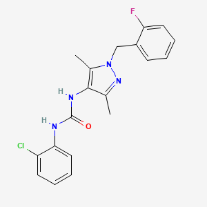 molecular formula C19H18ClFN4O B4571895 N-(2-氯苯基)-N'-[1-(2-氟苄基)-3,5-二甲基-1H-吡唑-4-基]脲 