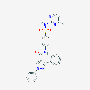 molecular formula C28H24N6O3S B457190 N-(4-{[(4,6-dimethyl-2-pyrimidinyl)amino]sulfonyl}phenyl)-1,3-diphenyl-1H-pyrazole-4-carboxamide 