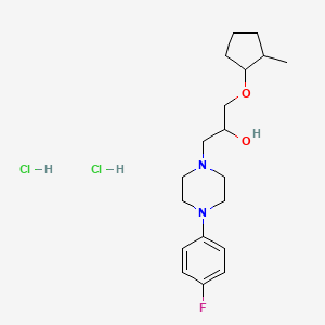 molecular formula C19H31Cl2FN2O2 B4571906 1-[4-(4-fluorophenyl)-1-piperazinyl]-3-[(2-methylcyclopentyl)oxy]-2-propanol dihydrochloride 