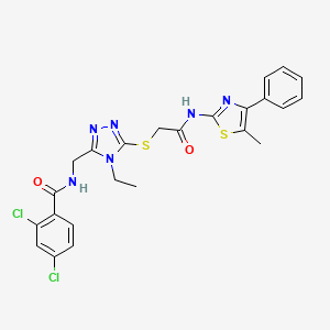 molecular formula C24H22Cl2N6O2S2 B4571928 2,4-dichloro-N-{[4-ethyl-5-({2-[(5-methyl-4-phenyl-1,3-thiazol-2-yl)amino]-2-oxoethyl}thio)-4H-1,2,4-triazol-3-yl]methyl}benzamide 