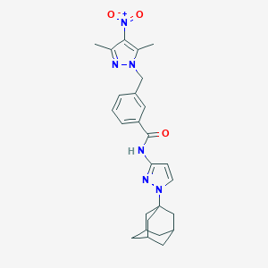 molecular formula C26H30N6O3 B457196 N-[1-(1-adamantyl)-1H-pyrazol-3-yl]-3-({4-nitro-3,5-dimethyl-1H-pyrazol-1-yl}methyl)benzamide 