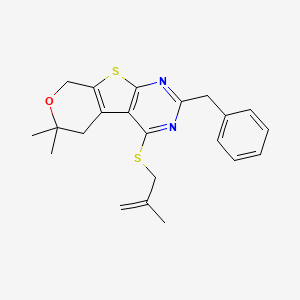 molecular formula C22H24N2OS2 B4571962 2-苄基-6,6-二甲基-4-[(2-甲基-2-丙烯-1-基)硫]-5,8-二氢-6H-吡喃并[4',3':4,5]噻吩并[2,3-d]嘧啶 