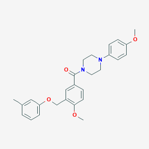 molecular formula C27H30N2O4 B457198 1-{4-Methoxy-3-[(3-methylphenoxy)methyl]benzoyl}-4-(4-methoxyphenyl)piperazine 