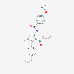 molecular formula C26H27F2NO4S B457201 Ethyl 2-{[4-(difluoromethoxy)benzoyl]amino}-4-(4-isobutylphenyl)-5-methyl-3-thiophenecarboxylate 