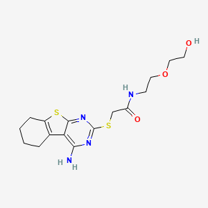 molecular formula C16H22N4O3S2 B4572012 2-(4-amino(5,6,7,8-tetrahydrobenzo[b]thiopheno[2,3-d]pyrimidin-2-ylthio))-N-[2-(2-hydroxyethoxy)ethyl]acetamide 