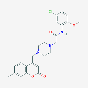 molecular formula C24H26ClN3O4 B4572024 N-(5-chloro-2-methoxyphenyl)-2-{4-[(7-methyl-2-oxo-2H-chromen-4-yl)methyl]piperazin-1-yl}acetamide 