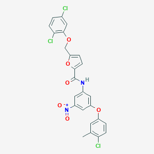 N-[3-(4-chloro-3-methylphenoxy)-5-nitrophenyl]-5-[(2,5-dichlorophenoxy)methyl]furan-2-carboxamide