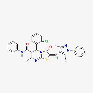 molecular formula C32H26ClN5O2S B4572053 5-(2-chlorophenyl)-2-[(3,5-dimethyl-1-phenyl-1H-pyrazol-4-yl)methylene]-7-methyl-3-oxo-N-phenyl-2,3-dihydro-5H-[1,3]thiazolo[3,2-a]pyrimidine-6-carboxamide 