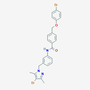 molecular formula C26H23Br2N3O2 B457206 N-{3-[(4-bromo-3,5-dimethyl-1H-pyrazol-1-yl)methyl]phenyl}-4-[(4-bromophenoxy)methyl]benzamide 