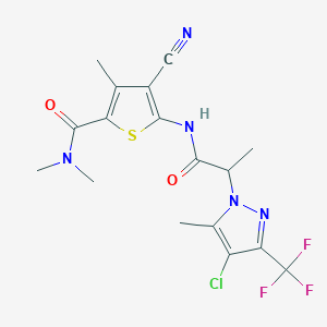 molecular formula C17H17ClF3N5O2S B4572064 5-({2-[4-氯-5-甲基-3-(三氟甲基)-1H-吡唑-1-基]丙酰}氨基)-4-氰基-N,N,3-三甲基-2-噻吩甲酰胺 