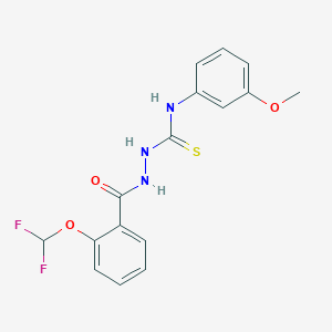 molecular formula C16H15F2N3O3S B457208 2-[2-(difluoromethoxy)benzoyl]-N-(3-methoxyphenyl)hydrazinecarbothioamide 