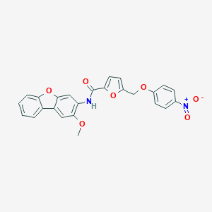 molecular formula C25H18N2O7 B457214 N-(2-METHOXYDIBENZO[B,D]FURAN-3-YL)-5-[(4-NITROPHENOXY)METHYL]-2-FURAMIDE 