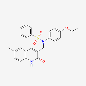 molecular formula C25H24N2O4S B4572145 N-(4-ethoxyphenyl)-N-[(2-hydroxy-6-methylquinolin-3-yl)methyl]benzenesulfonamide 