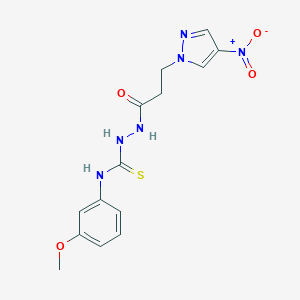 molecular formula C14H16N6O4S B457215 1-(3-甲氧基苯基)-3-[[3-(4-硝基-1-吡唑基)-1-氧代丙基]氨基]硫脲 