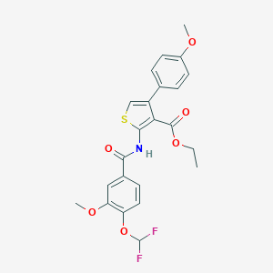 molecular formula C23H21F2NO6S B457216 Ethyl 2-{[4-(difluoromethoxy)-3-methoxybenzoyl]amino}-4-(4-methoxyphenyl)-3-thiophenecarboxylate 