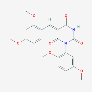 molecular formula C21H20N2O7 B4572181 5-(2,4-dimethoxybenzylidene)-1-(2,5-dimethoxyphenyl)-2,4,6(1H,3H,5H)-pyrimidinetrione 