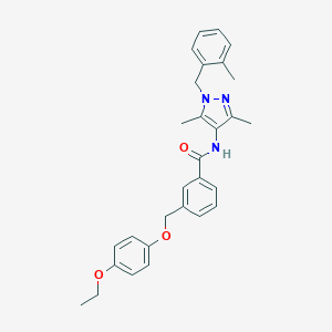 N-[3,5-dimethyl-1-(2-methylbenzyl)-1H-pyrazol-4-yl]-3-[(4-ethoxyphenoxy)methyl]benzamide