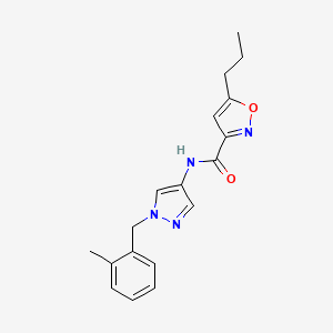 molecular formula C18H20N4O2 B4572190 N-[1-(2-甲基苄基)-1H-吡唑-4-基]-5-丙基-3-异恶唑甲酰胺 