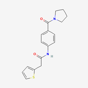 molecular formula C17H18N2O2S B4572198 N-[4-(pyrrolidine-1-carbonyl)phenyl]-2-(thiophen-2-yl)acetamide 