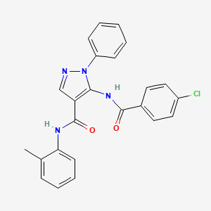 molecular formula C24H19ClN4O2 B4572224 5-[(4-氯苯甲酰基)氨基]-N-(2-甲基苯基)-1-苯基-1H-吡唑-4-甲酰胺 