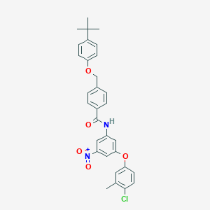 4-[(4-tert-butylphenoxy)methyl]-N-[3-(4-chloro-3-methylphenoxy)-5-nitrophenyl]benzamide