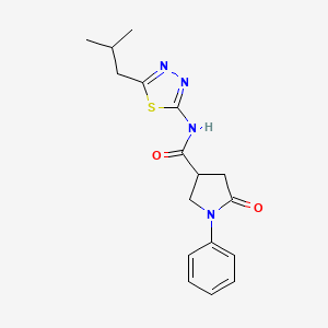 molecular formula C17H20N4O2S B4572236 N-[5-(2-methylpropyl)-1,3,4-thiadiazol-2-yl]-5-oxo-1-phenylpyrrolidine-3-carboxamide 