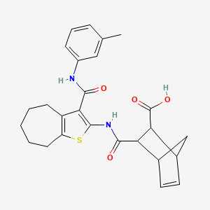 molecular formula C26H28N2O4S B4572240 3-{[(3-{[(3-methylphenyl)amino]carbonyl}-5,6,7,8-tetrahydro-4H-cyclohepta[b]thien-2-yl)amino]carbonyl}bicyclo[2.2.1]hept-5-ene-2-carboxylic acid 