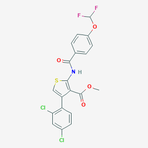 molecular formula C20H13Cl2F2NO4S B457227 Methyl 4-(2,4-dichlorophenyl)-2-{[4-(difluoromethoxy)benzoyl]amino}-3-thiophenecarboxylate 