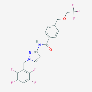 molecular formula C20H14F7N3O2 B457229 N-[1-(2,3,5,6-tetrafluorobenzyl)-1H-pyrazol-3-yl]-4-[(2,2,2-trifluoroethoxy)methyl]benzamide 