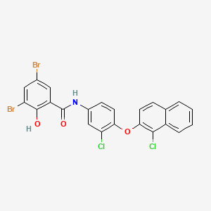 3,5-dibromo-N-(3-chloro-4-((1-chloronaphthalen-2-yl)oxy)phenyl)-2-hydroxybenzamide