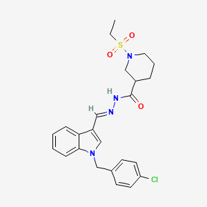 N'-{[1-(4-chlorobenzyl)-1H-indol-3-yl]methylene}-1-(ethylsulfonyl)-3-piperidinecarbohydrazide