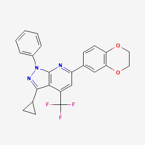 3-cyclopropyl-6-(2,3-dihydro-1,4-benzodioxin-6-yl)-1-phenyl-4-(trifluoromethyl)-1H-pyrazolo[3,4-b]pyridine