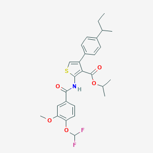 molecular formula C27H29F2NO5S B457240 Isopropyl 4-(4-sec-butylphenyl)-2-{[4-(difluoromethoxy)-3-methoxybenzoyl]amino}-3-thiophenecarboxylate 
