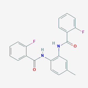 molecular formula C21H16F2N2O2 B457241 2-fluoro-N-{2-[(2-fluorobenzoyl)amino]-5-methylphenyl}benzamide 