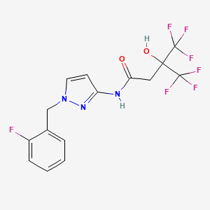 molecular formula C15H12F7N3O2 B4572438 4,4,4-三氟-N-[1-(2-氟苄基)-1H-吡唑-3-基]-3-羟基-3-(三氟甲基)丁酰胺 