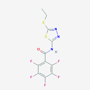 molecular formula C11H6F5N3OS2 B457248 N-[5-(ethylsulfanyl)-1,3,4-thiadiazol-2-yl]-2,3,4,5,6-pentafluorobenzamide 