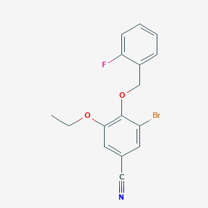 molecular formula C16H13BrFNO2 B4572532 3-溴-5-乙氧基-4-[(2-氟苄基)氧基]苯甲腈 