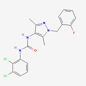 molecular formula C19H17Cl2FN4O B4572554 N-(2,3-dichlorophenyl)-N'-[1-(2-fluorobenzyl)-3,5-dimethyl-1H-pyrazol-4-yl]urea 