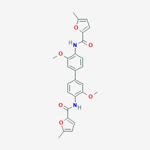 molecular formula C26H24N2O6 B457259 N-{3,3'-dimethoxy-4'-[(5-methyl-2-furoyl)amino][1,1'-biphenyl]-4-yl}-5-methyl-2-furamide 