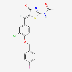 molecular formula C19H14ClFN2O3S B4572643 N-(5-{3-氯-4-[(4-氟苄基)氧基]苯亚甲基}-4-氧代-4,5-二氢-1,3-噻唑-2-基)乙酰胺 