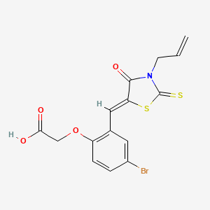 molecular formula C15H12BrNO4S2 B4572656 {2-[(3-烯丙基-4-氧代-2-硫代-1,3-噻唑烷-5-亚甲基)-甲基]-4-溴苯氧基}乙酸 