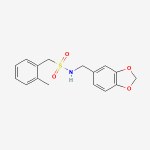 molecular formula C16H17NO4S B4572708 N-(1,3-苯并二氧杂环-5-基甲基)-1-(2-甲苯基)甲磺酰胺 