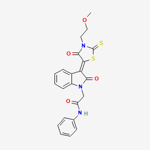 2-{(3Z)-3-[3-(2-methoxyethyl)-4-oxo-2-thioxo-1,3-thiazolidin-5-ylidene]-2-oxo-2,3-dihydro-1H-indol-1-yl}-N-phenylacetamide