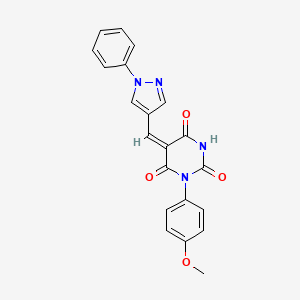 molecular formula C21H16N4O4 B4572726 1-(4-甲氧基苯基)-5-[(1-苯基-1H-吡唑-4-基)亚甲基]-2,4,6(1H,3H,5H)-嘧啶三酮 