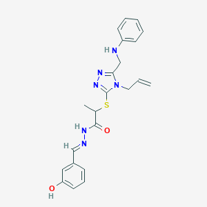 molecular formula C22H24N6O2S B457274 2-{[4-allyl-5-(anilinomethyl)-4H-1,2,4-triazol-3-yl]sulfanyl}-N'-(3-hydroxybenzylidene)propanohydrazide 