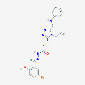 molecular formula C22H23BrN6O2S B457278 2-{[4-allyl-5-(anilinomethyl)-4H-1,2,4-triazol-3-yl]sulfanyl}-N'-(5-bromo-2-methoxybenzylidene)acetohydrazide 