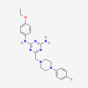 molecular formula C22H26FN7O B4572788 N-(4-乙氧基苯基)-6-{[4-(4-氟苯基)-1-哌嗪基]甲基}-1,3,5-三嗪-2,4-二胺 