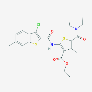 molecular formula C23H25ClN2O4S2 B457279 Ethyl 2-{[(3-chloro-6-methyl-1-benzothiophen-2-yl)carbonyl]amino}-5-(diethylcarbamoyl)-4-methylthiophene-3-carboxylate 