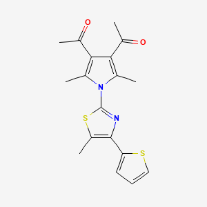 molecular formula C18H18N2O2S2 B4572809 1,1'-{2,5-二甲基-1-[5-甲基-4-(2-噻吩基)-1,3-噻唑-2-基]-1H-吡咯-3,4-二基}二乙酮 